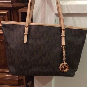 Michael Kors Monogram Shoulder Tote  (Small)